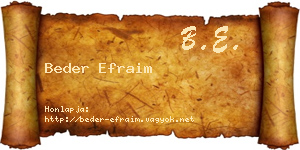 Beder Efraim névjegykártya